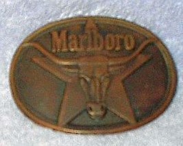 Marlboro Cigarette Philip Morris 1987 Men&#39;s Brass Belt Buckle - £6.26 GBP