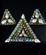 Statement demi Parure Vintage Large dimensional Pendant Clip on earrings Aurora  - £130.50 GBP