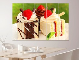 Summer Chocolate and Strawberry Dessert Cakes Canvas Print Kitchen Wall Art Rest - £39.16 GBP