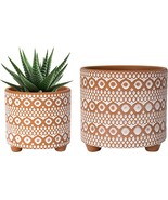 Set Of 2 Terracotta Planter Pots, 4 Inch &amp; 6 Inch, Modern Design Plants ... - £29.63 GBP