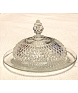 Indiana Glass Crystal Butter Dish Oval w/Lid Diamond Point Dome 9&quot;L x 5&quot;H - £21.93 GBP