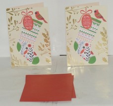 Hallmark XV 411 4 Red Green Stocking Christmas Card Package 2 image 1