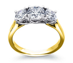 2.00CT Forever One Moissanite 3-Stone Trellis Ring Two Tone Gold C&amp;C Certified  - £845.80 GBP
