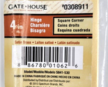Gatehouse 4&quot; Door Hinge Satin Brass Finish Entry Square Corner 0308911 - $9.00