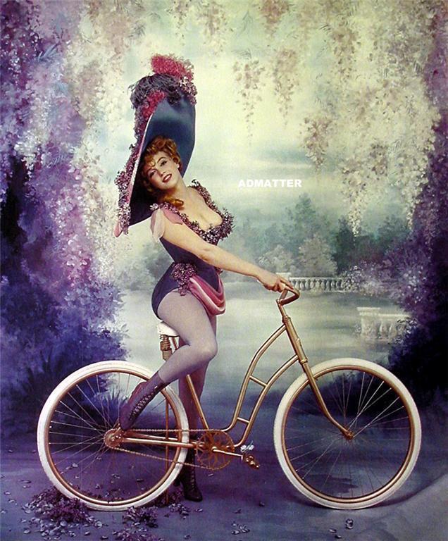 Primary image for MARILYN MONROE PIN-UP SEXY VICTORIAN HAT RIDING A BICYCLE + TREE HUGGING PHOTO!