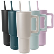 Modern 40 Oz Tumbler With Handle Straw Hot And Cold Cup Holder - £28.31 GBP