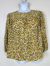 Who What Wear Womens Plus Size 3X Yellow Floral Blouse 3/4 Puff Sleeve - £13.79 GBP