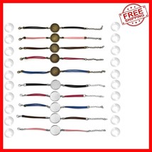 40Pcs 25mm Adjustable Leather Cabochon Bracelet Set - Perfect for DIY Je... - $32.66