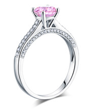 1.25 Carat Fancy Pink Lab Diamond Wedding Engagement Ring 925 Sterling Silver  - £88.19 GBP