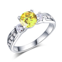 925 Sterling Silver Wedding Engagement Ring 1.25 Ct Yellow Canary Lab Diamond - £79.28 GBP