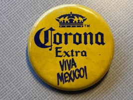 VTG Corona Extra Viva Mexico Beer Advertising 1.5&quot; Pin Back Button Yellow - $37.24 MXN