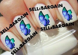 Star Quality《Blue &amp; Green Beautiful Butterfly》Tattoo Nail Art Decals《Non Toxic - £12.63 GBP