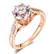 14K Rose Gold Wedding Engagement Ring 1.2 Ct Topaz and 0.1 Ct Natural Diamonds - £308.46 GBP