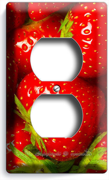 Primary image for SWEET RED STRAWBERRIES ELECTRICAL OTLET WALL PLATE KITCHEN ART DECOR DINING ROOM