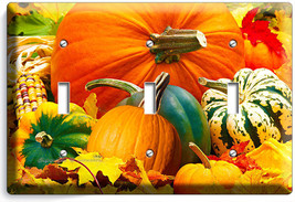 Pumpkins Squash Harvest Triple Light Switch Wall Plate Cover Kitchen Dining Room - £11.76 GBP