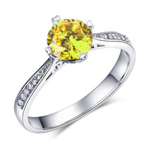 925 Sterling Silver Engagement Ring Vintage 1.25 Ct Yellow Canary Lab Diamond - £80.17 GBP