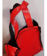 Barbie doll brick red color material purse small with black stitching vintage - $13.62 CAD