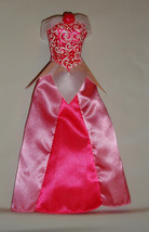 Barbie doll formal gown dress pink tones w white glittery trim princess costume - £7.98 GBP