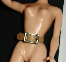 Vintage Barbie doll accessory adjustable medium brown leather belt metal... - $12.99