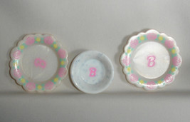 with bonus bowl Two identical doll vintage dinner plates wth B for Barbi... - $9.99