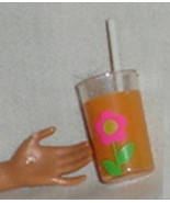 Barbie doll retro orange party drink in glass reproduction straw vintage... - $9.99