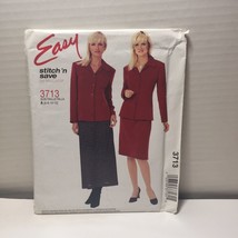 Easy Stitch &#39;n Save 3713 Size 6-12 Misses&#39; Miss Petite Shirt-Jacket Bias Skirt - £10.26 GBP