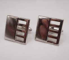 Cufflink Set Mens Swank Mid Century Design Silver Tone - £18.50 GBP