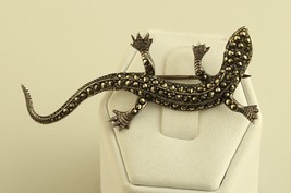 Vintage Gecko Lizard Sterling Silver Marcasite Pin/Brooch - £35.83 GBP