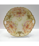 Vintage Decorative Pierced Handle 10&quot; Plate Hand Painted Leaf Gold Rim B... - $49.49
