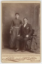 Circa 1890&#39;S Cabinet Card Married Couple Victorian Clothes A.D. Burk Cleveland - £7.45 GBP