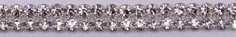 Faux Rhinestones Gemstones Double Row on Silver Metal Banding Trim BTY M216.05 - $13.97