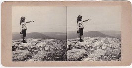 Betty Carlton on Mt. Major, NH #1 - Carlton-Boynton Family Stereoview - £15.69 GBP