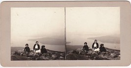 Judy, Betty Carlton, Evelyn Tower on Mt. Major NH - Carlton-Boynton Stereoview - £15.74 GBP