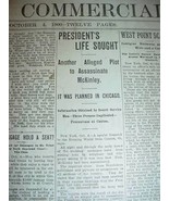 McKINLEY ASSASSINATION ATTEMPT NEWSPAPER OCTOBER 4 1900 - £58.77 GBP