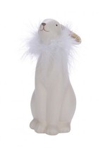 New Ceramic Rabbit With Federkragen, Standing, White/Gold, 8,5 x 10,5 X 19,5 CM - £13.93 GBP