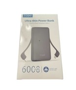 TG90° 6000mah Power Bank Thin Slim Portable Charger Built in Cable Type C - $18.66