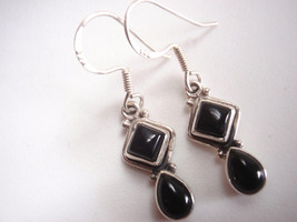 Small Black Onyx 925 Sterling Silver Dangle Earrings you will receive exact pair - $17.09