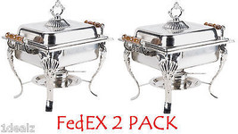 2 Pack Deal 4 Qt Classic Rectangular Chafing Dish Chafer Catering Buffet Warmer  - £164.44 GBP