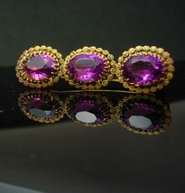 Antique Etruscan Czech Amethyst  Brooch Exquisite Jewel Gilt Brooch - £113.62 GBP