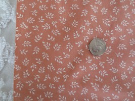 3964. Leaf Design On Peach Crafts Quilting Cotton Fabric - 42-1/2&quot; X 1-5/8 Yds. - $4.95