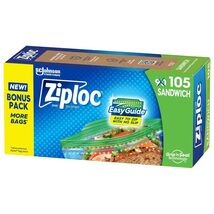 Ziploc Sandwich & Snack Bags 105 Count EasyGuide Grip n Seal Storage - $236.83 Ziploc Sandwich & Snack Bags 105 Count EasyGuide Grip n Seal Storage - $236.83 MXN