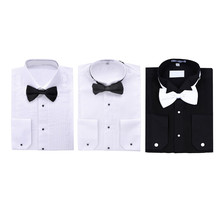 Pre-Owned Men&#39;s Tuxedo Dress Shirt Wingtip &amp; Laydown Collar with Bow-Tie - $12.59