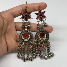 Kuchi Earring Afghan Ethnic Tribal Jingle Bells Red Glass Star, Round  Earring K - £9.39 GBP