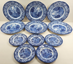 11 Pc Staffordshire Liberty Blue Dinner Bread Plates Vintage Floral England Lot - £89.90 GBP