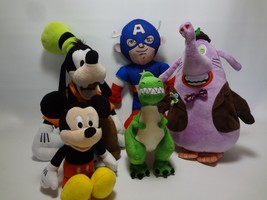 Disney Plush Lot Mickey Goofy Captain America Rex Stuffed Animal - £10.83 GBP