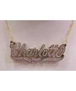 Personalized Gold Overlay Double 3d Name Plate Necklace Free Chain /b12 - £31.41 GBP