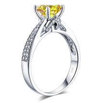 925 Sterling Silver Engagement Ring 2 Ct Yellow Canary Lab Created Diamond - £87.21 GBP