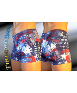 Thunderbox Nylon Spandex Mens Womens Blue Americana Gladiator Shorts   - $20.00