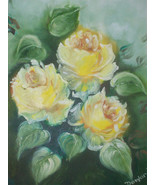 Original 16x20 Floral Oil Painting &quot;Yellow Roses&quot; - £70.97 GBP