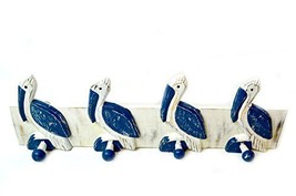 Hand Carved Pelican Towels Hooks Beach Hanger Holder Surfboard Wooden Wall Ha... - £23.69 GBP